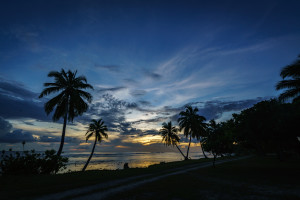 Sunset on West Island, viewed from the Cocos Beach Resort